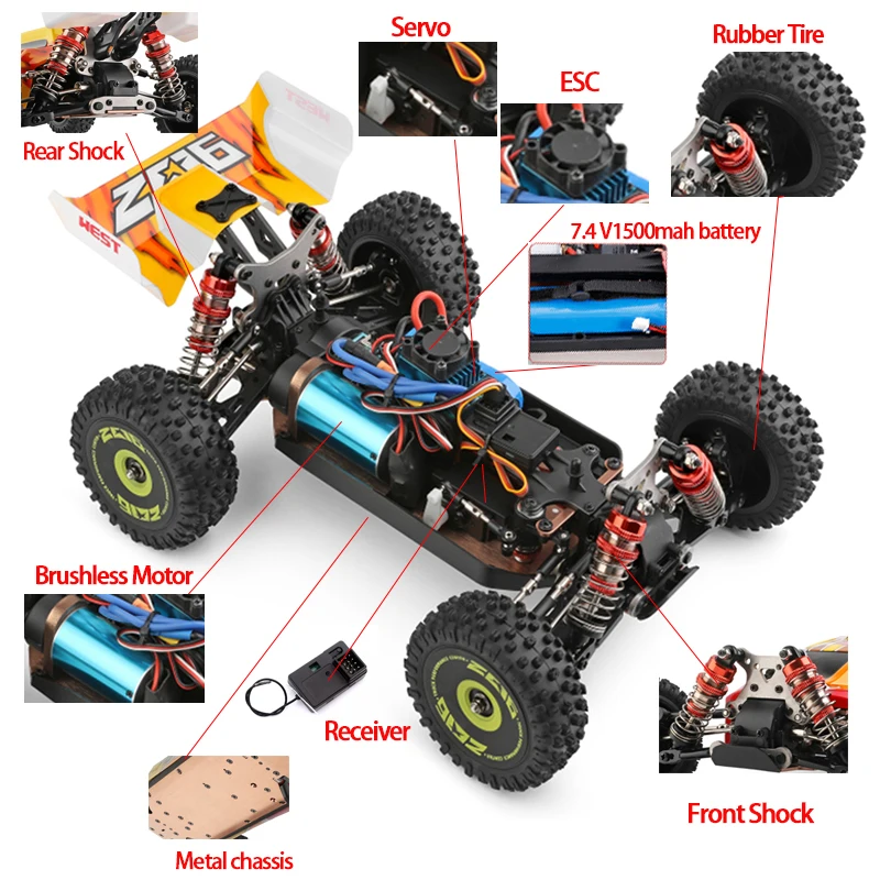 Top WLtoys 144010-V8 2.4G Racing RC Car 70 KM/H Brushless Motor 4WD High Speed Off-Road Drift RC Toys for Kids and Adults Gift 2