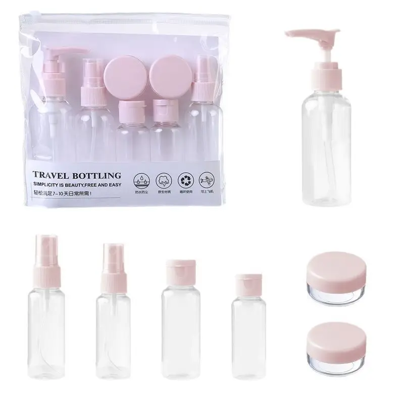 Compact 7-Piece Travel Toiletry Bottle Set - Refillable, Leakproof, and Lightweight Containers