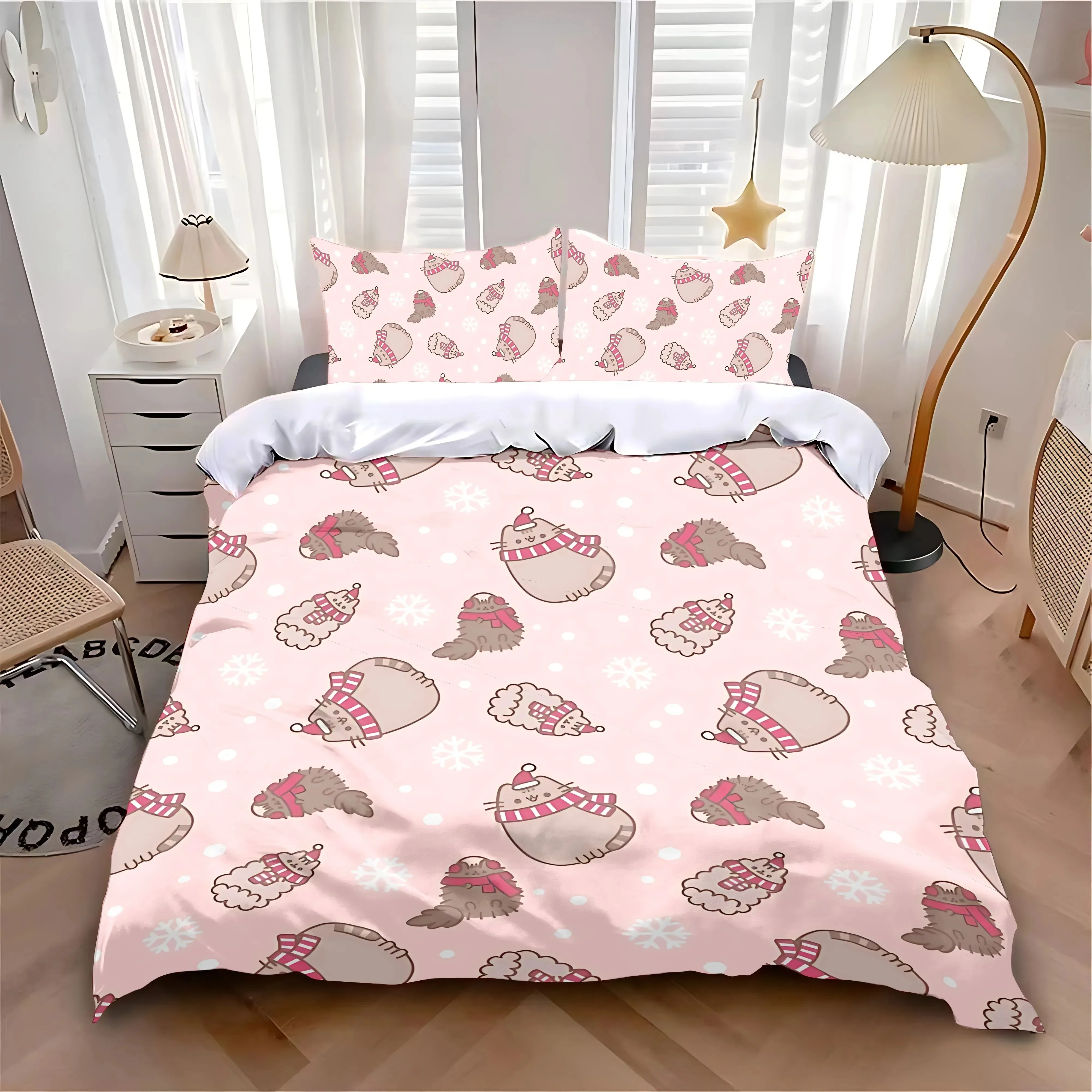 2025 Duvet Cover Pillowcase Bedding Set Cartoon P-Pusheens Cat Adult Boy Girl Bedroom Decoration Boys Single Double Large Size 3