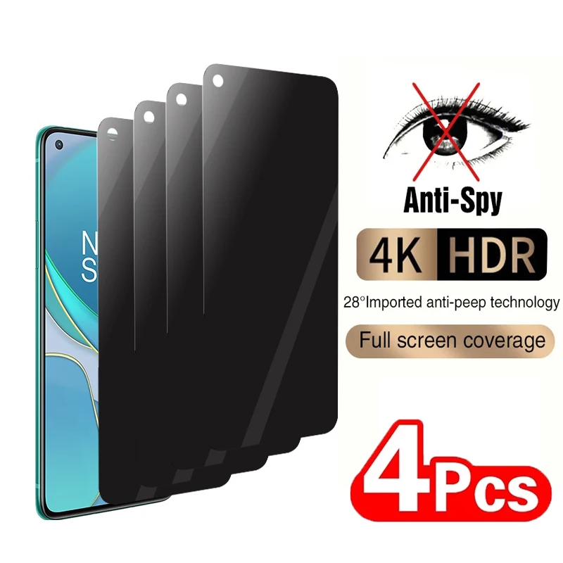 4PCSPrivacyScreenProtectorForOneplus8T9RT10TAntiSpyTempered