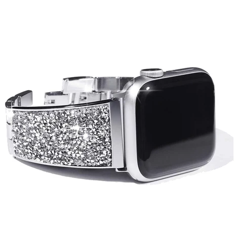 Stainless Steel Strap for Apple Watch Band 42mm 44mm 38mm 40mm Metal Steel Bling Bracelet IWatch Series 7 6 4 3 5 SE