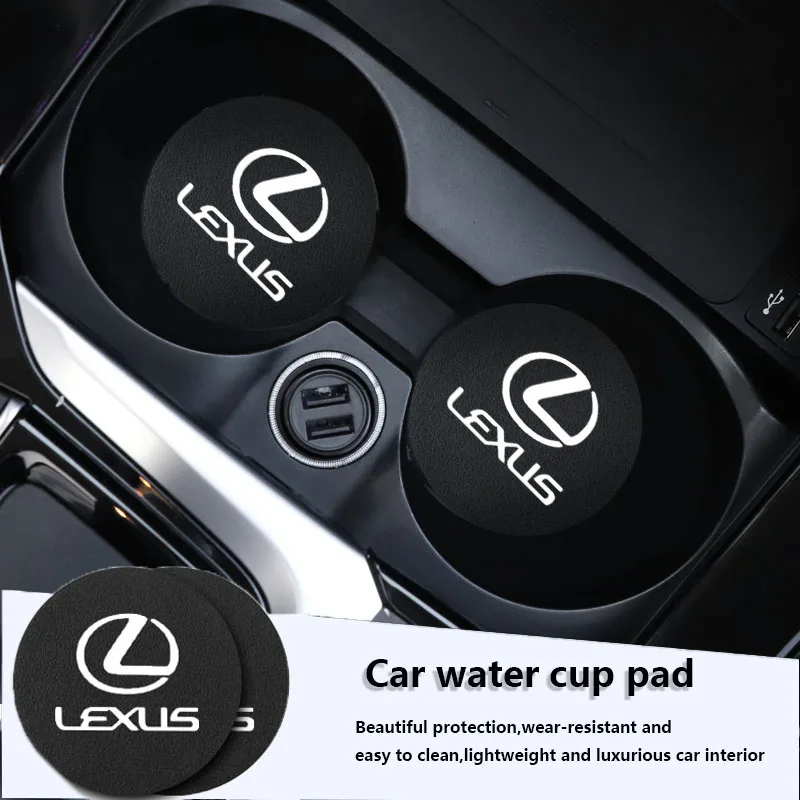 2Pcs Car Coaster PVC Logo Water Cup Pad Anti Slip Mat Accessories For Lexus F SPORT LBX NX RX 350h 450h ES UX 300e GS GX IS LS