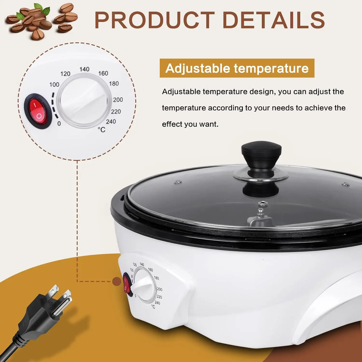Kitchen Electric Coffee Bean Roaster Coffee Baked Peanut Beans Baking Stove Popcorn Make Dryer Roasting Machine Grain Drying coffee bean roaster coffee roaster machine
