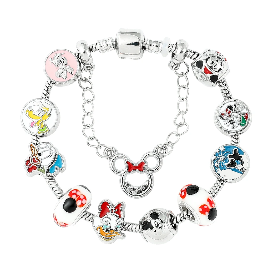 Braccialetto Anime Mickey Charm Beads Bangles Cute Hand Chains For Women Fashion Jewelry Regalo Di Natale