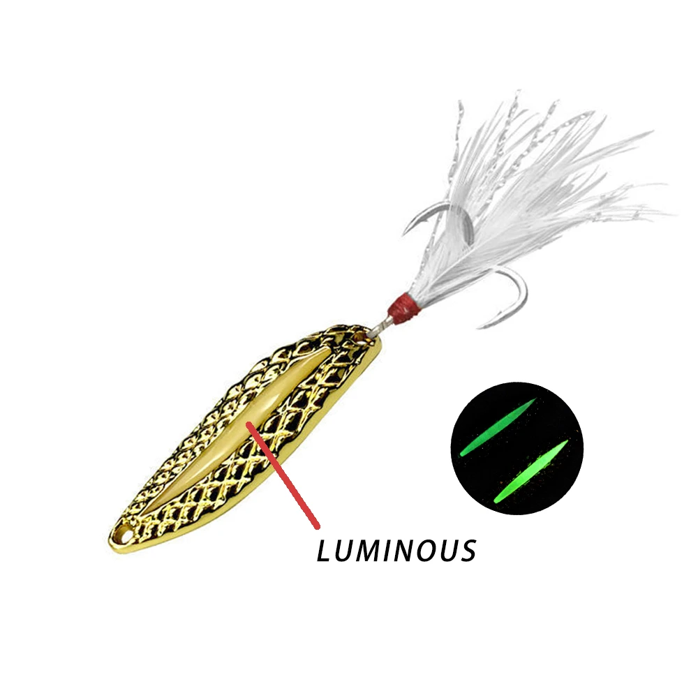 Bait Gold and Silver Leech Spoon Fishing Lure 7.5g/10g/20g/25g with Feather  Treple Hook Metal Sequins Spinner Spoon Bait Bass Practical (Color :  Silver, Size : 20g) : : Sports & Outdoors