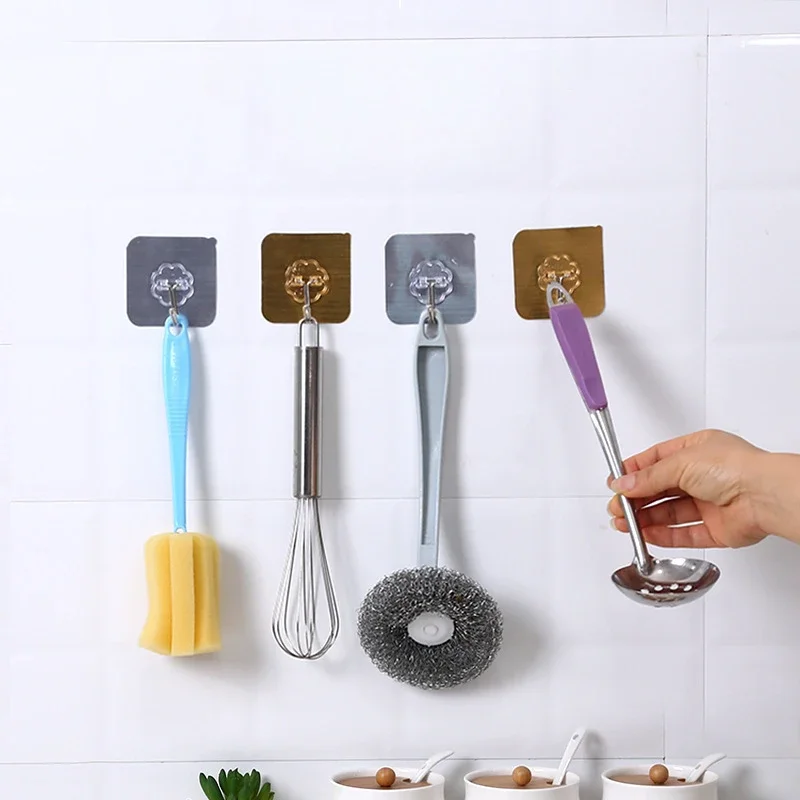 Description Picture 4 of item5/10/20PCS Self Adhesive Hooks Heavy Duty Transparent Wall Hooks Multi-Purpose Key Towel Wall Hook for Bathroom Kitchen Home