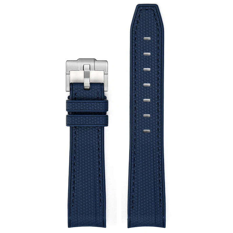 Diving Curved End Silicone Rubber Watch Strap, 20mm