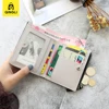 New Embroidered Animal Design Wallet for Women Vogue Cartoon Raccoon Fox Tail Leather Wallets Zip Coin Pocket Student Fold Purse 2