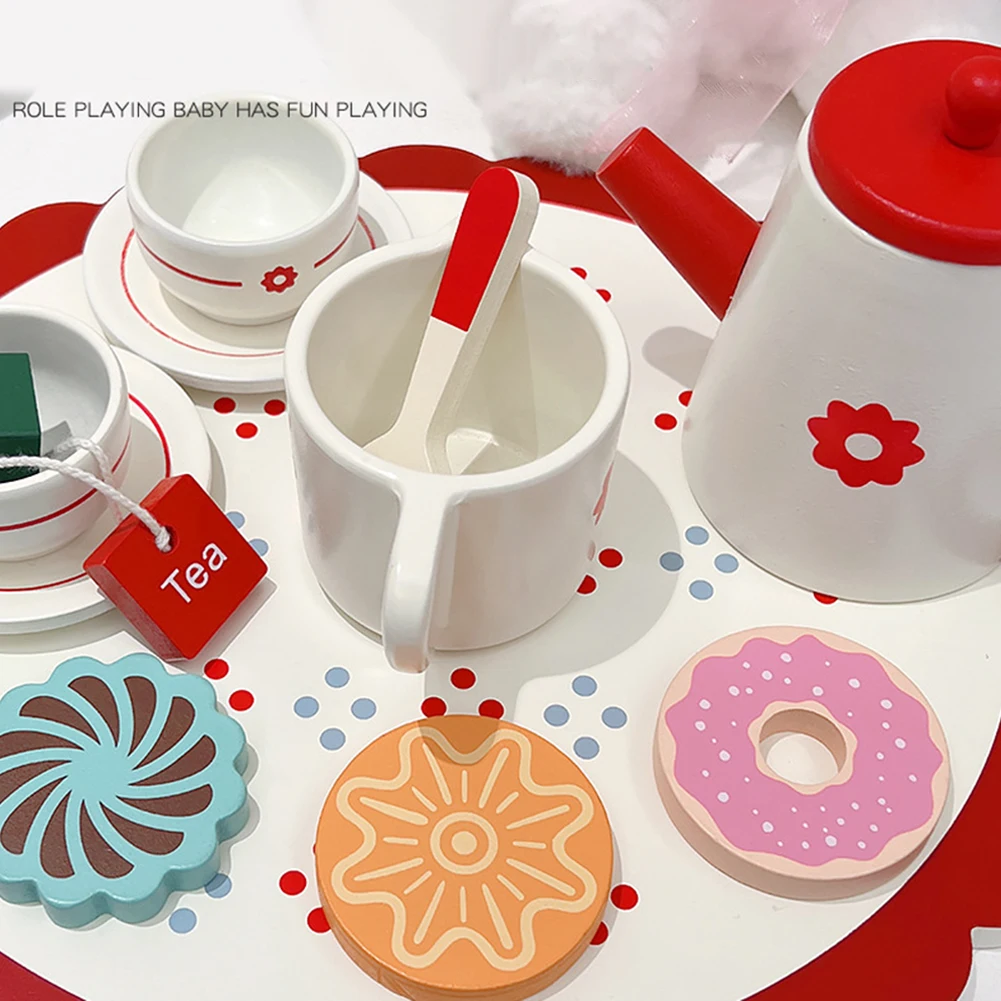 

Wooden Tea Set Play House Kitchen Utensils Tableware Early Education Toy Pretend Play Game For Boys Girls Gifts