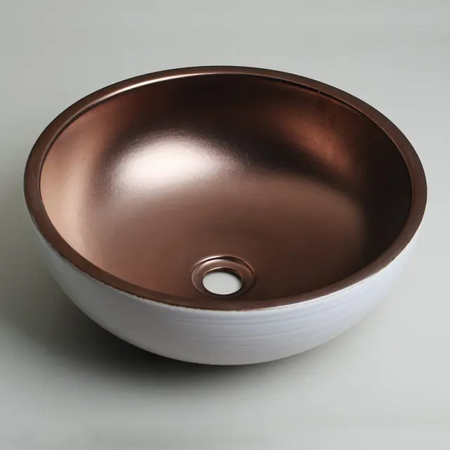 ZAPPO ห้องน้ําอ่างล้างจานเซรามิคสีขาวพร้อมก๊อกน้ําอ่างล้างจานทรงกลมสีขาวชามอ่างล้างจานห้องน้ําพอร์ซเลนเหนือชามเคาน์เตอร์ 3