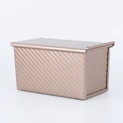 Rectangle Non-Stick Loaf Pan with Lid - Aluminized Steel Bread and Cake Baking Mold (Rose L)