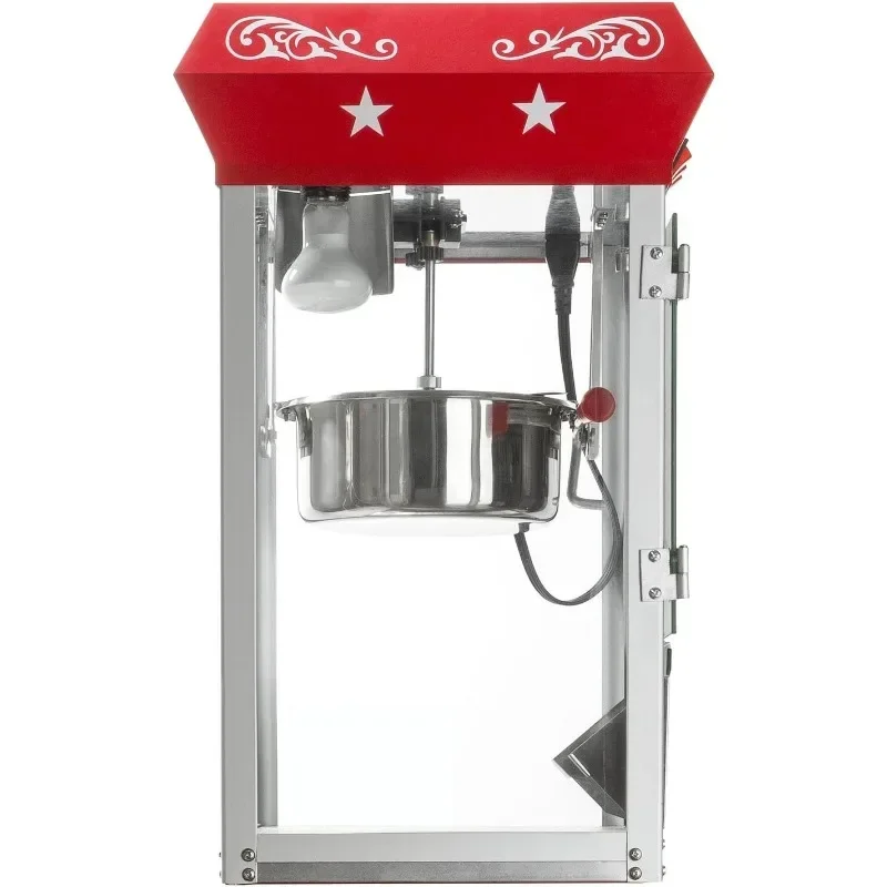 Olde Midway Bar Style Popcorn Machine Maker Popper with 8-Ounce Kettle - Red 4