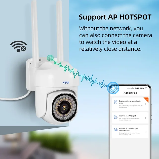 KERUI 5MP HD Auto-tracking PTZ IP Camera WiFi for Outdoor Ai Detection Alert CCTV Camera Color IR Light Audio Video Surveillance 1