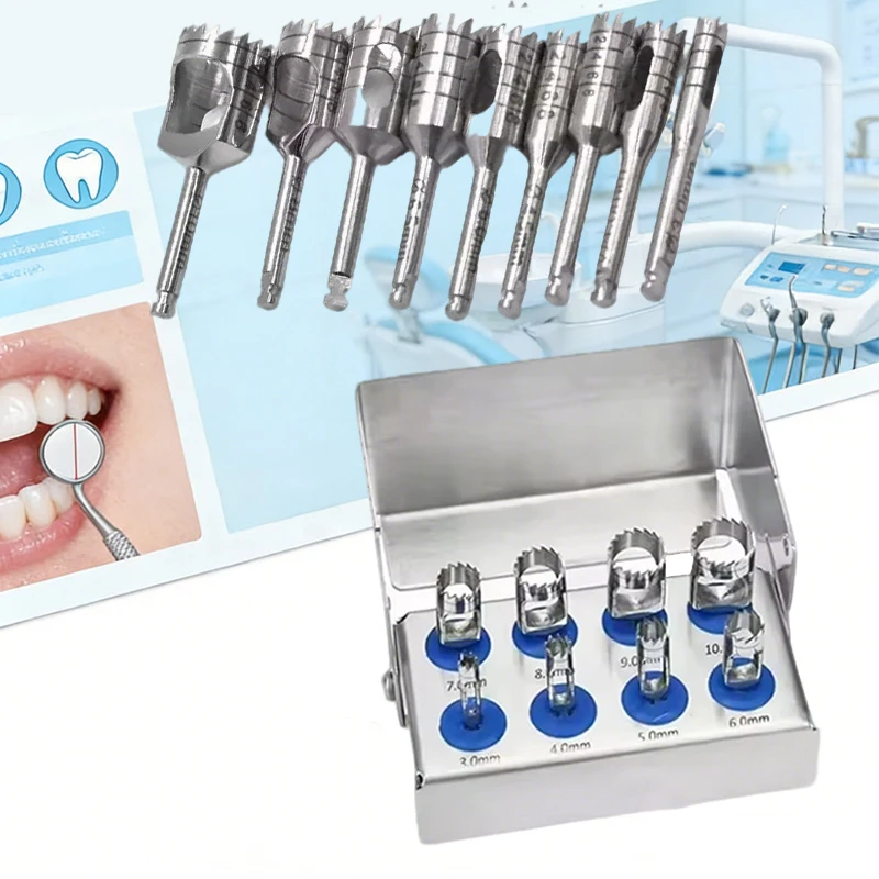 Hochgeschwindigkeits-Dental-Trepanationsbohrer-Set aus Edelstahl für Implantatchirurgie Präzisions-Knochenschneidewerkzeug-Kit