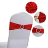 10pcs High-end Hotel Wedding Decoration Butterfly Knot Backrest Flower Spandex Chair Ribbon Chair Cover Elastic Strap 5
