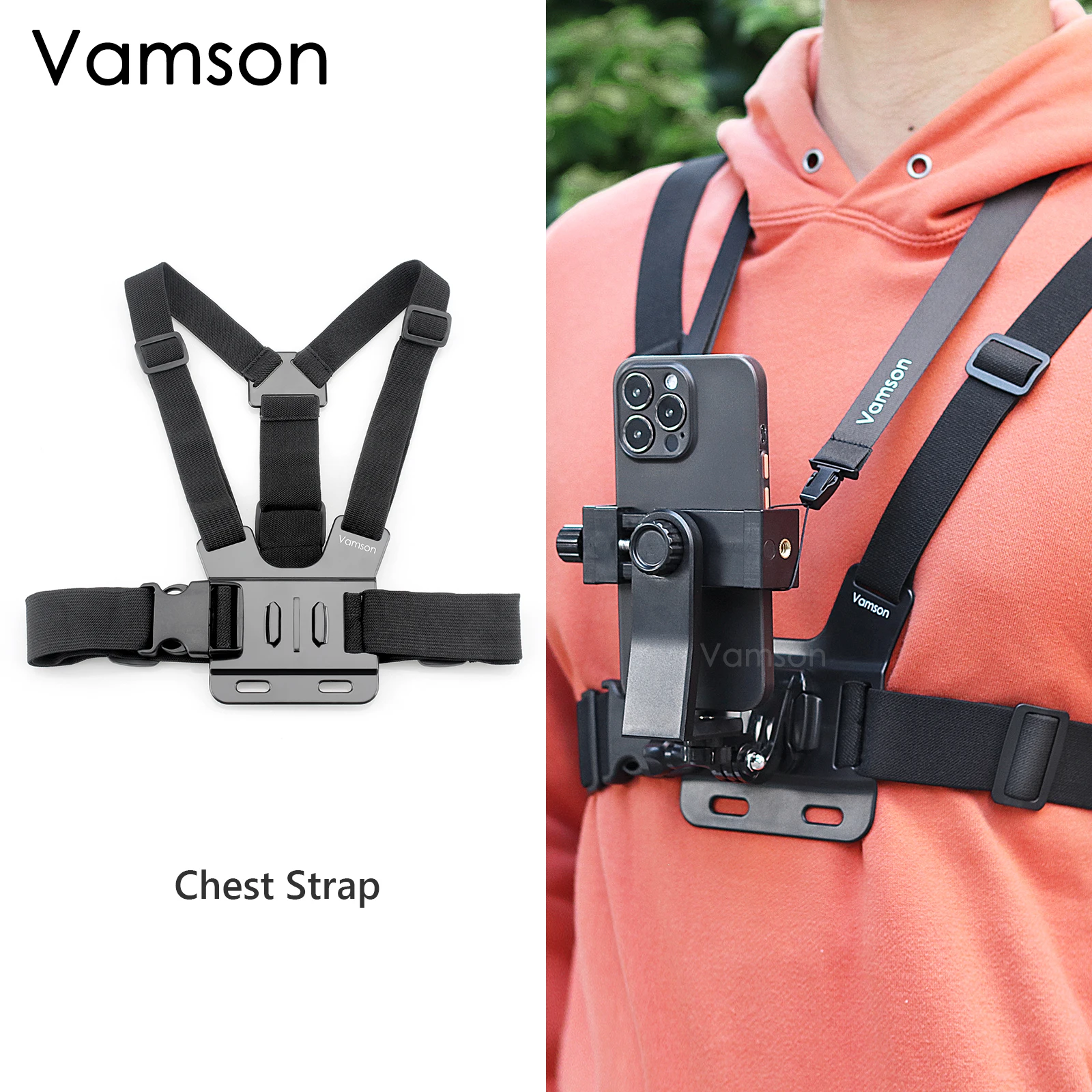 Vamson Universal Chest Strap Mount Belt Adapter Cell Phone Clipper
