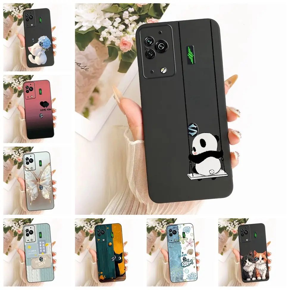 Cute Cat & Butterfly Design Silicone Case - Black Shark 5 Pro