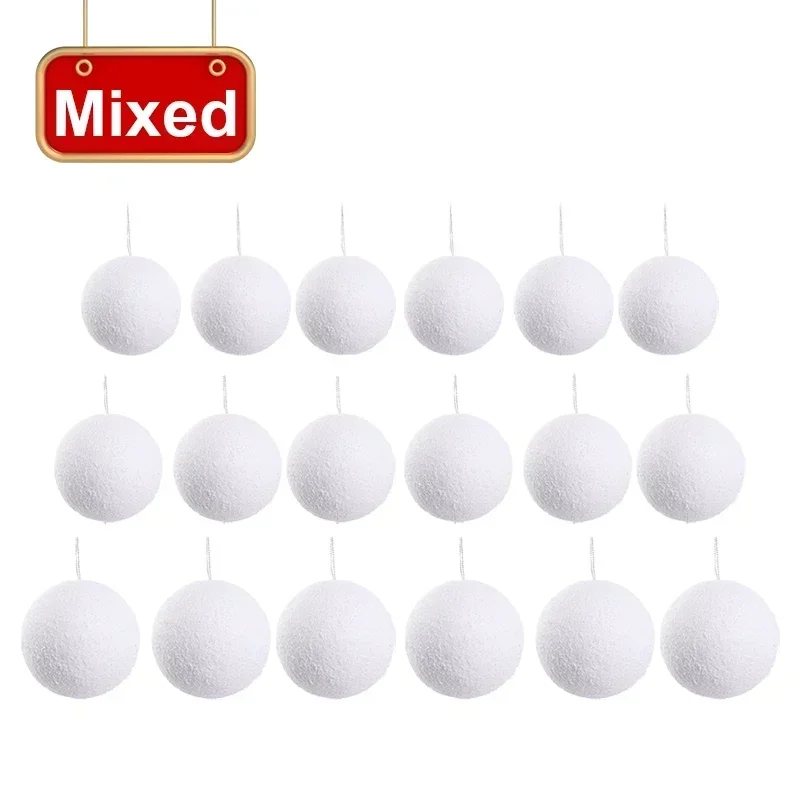 thumbnail image 1 of 40/6 bolas de espuma navideñas, bolas de nieve blancas artificiales, guirnalda de árbol de Navidad, colgante para decoración de bodas y fiestas, 1 of 5