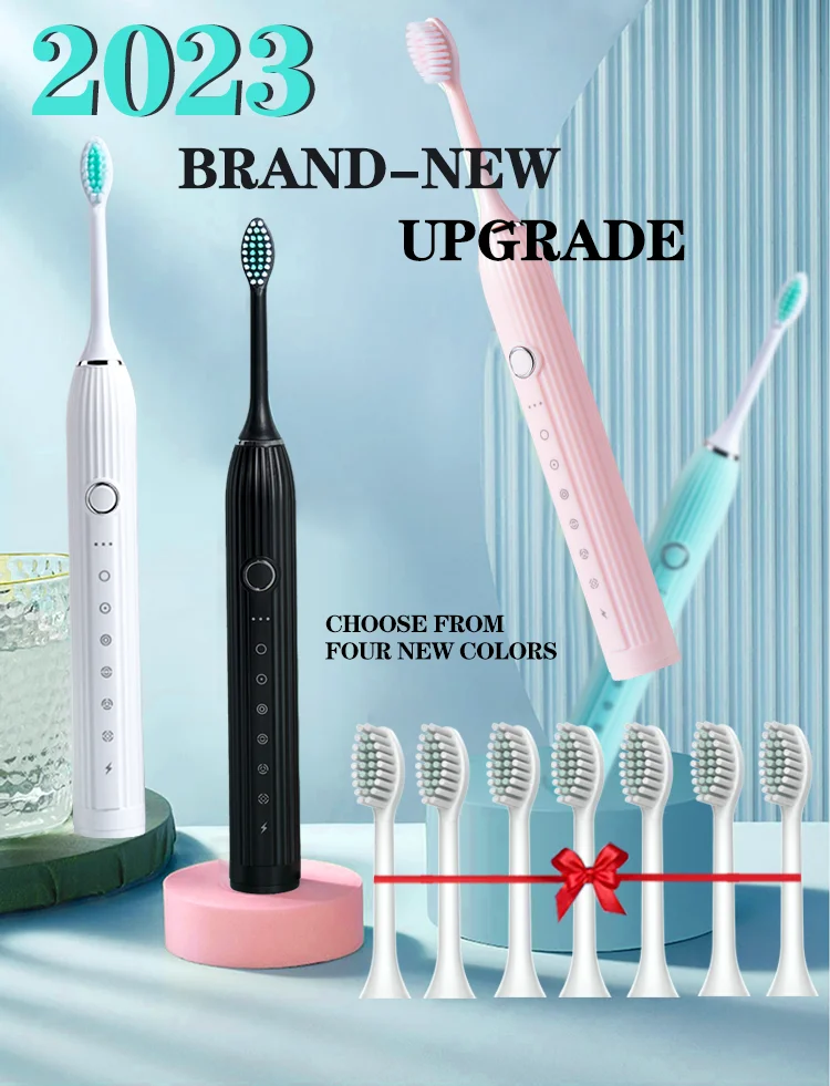 Rechargeable electric toothbrush with water tongue wire Adult Sonic toothbrush oral dental irrigation White Black House gift