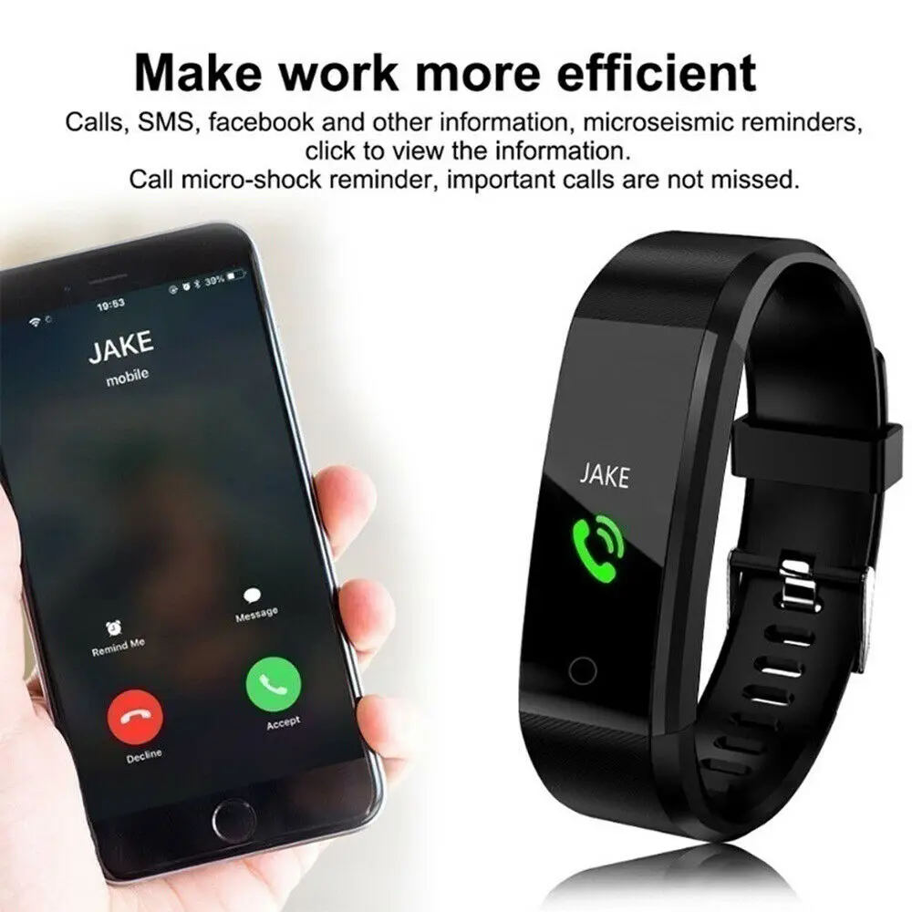 115 Plus Smart Watch for Men Women Smart Bracelet Fitness Tracker Pressure Sport Watch Heart Rate Monitoring for Android IOS