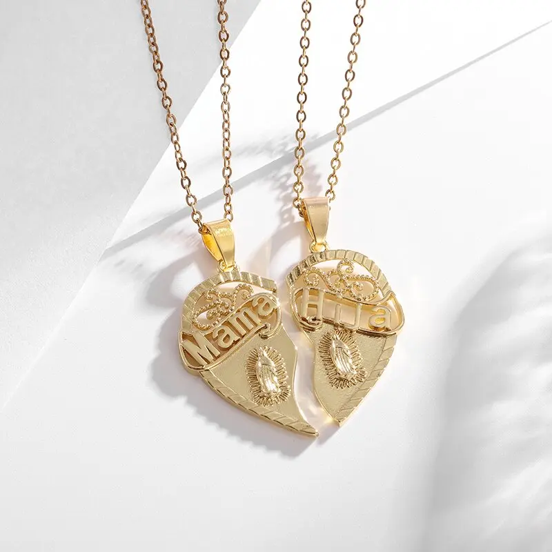 

Catholic Virgin Mary Heart Shape Pendant Necklace Women's Fashion Charming Amulet Jewelry Gift