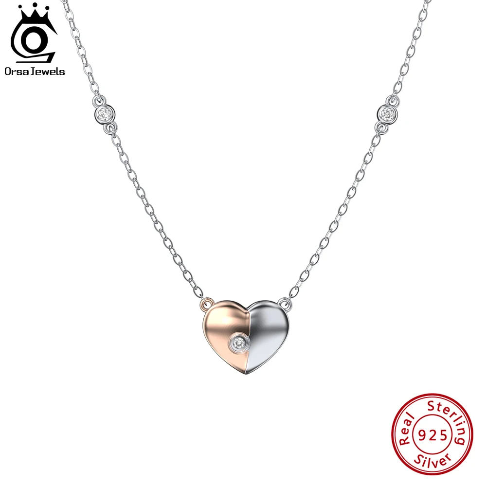 ORSAJEWELS2WaysWear925SterlingSilverHeartPendantNecklacewith