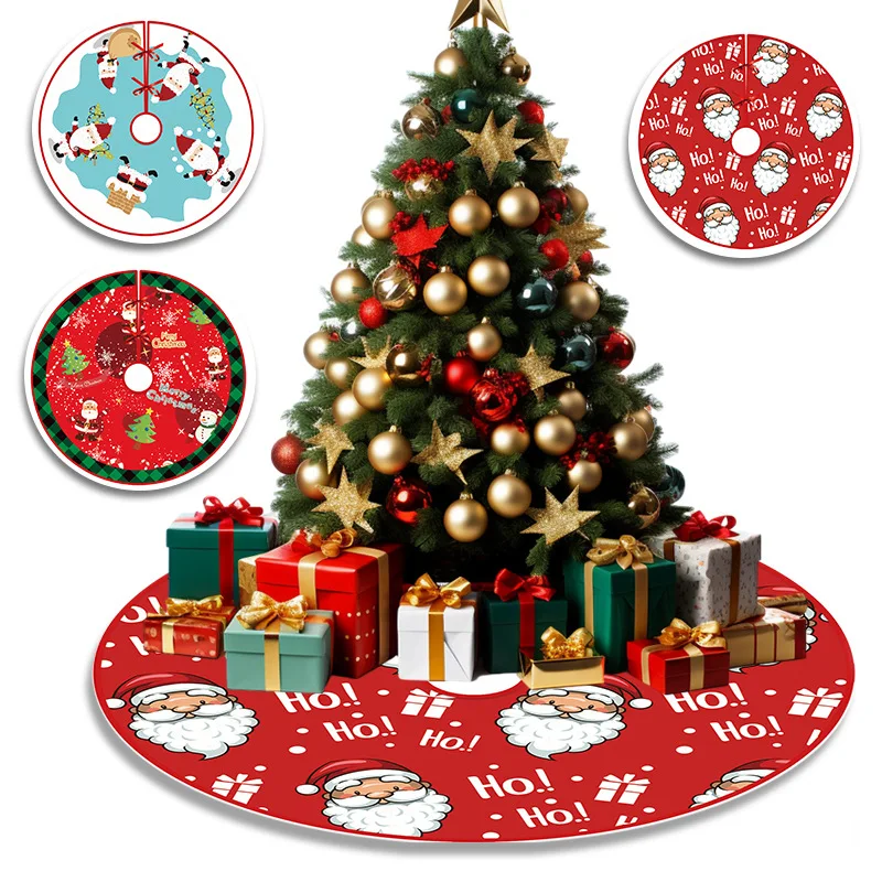 90CM Round Christmas Tree Skirt Elk Snowman Mat Christmas Decoration Parlor Carpet Home Decorations Christmas Tree Foot