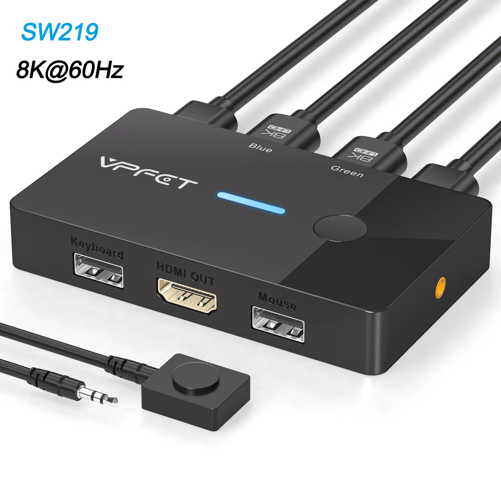 Ultra HD HDMI KVM Switch for Dual Computer Control with USB Hub – Plug and Play, No External Power Needed