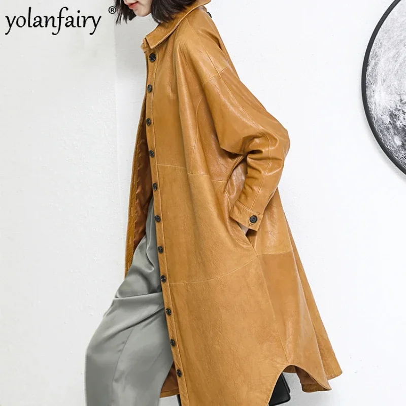 Real Leather Jacket Women Clothing Sheepskin Fashion Trench Coat Ladies Midium Casual Windbreaker Female Leather Jacket FCY1926