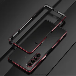 Luxury Ultra - Thin Metal Case with Dual Film Protection - Premium Aluminum Bumper for Xperia 1 VI (JZH Red Black)