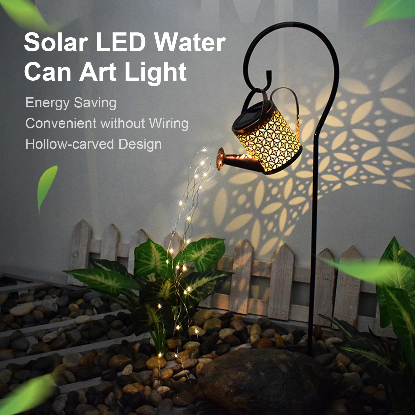 solar lights outdoor Watering Can Hanging Solar Powered Lantern Garden Art Light LED Decor Metal Waterfall String for Patio Yard Pathway Plant Vine solar yard lights