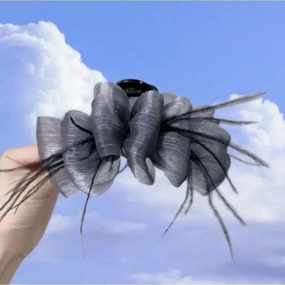 Elegant Black Starry Cloud Rhinestone Hair Claw Clip Double Bow  Accessories for Women Barrettes&Hair Gifts Wedding 헤어액세사리