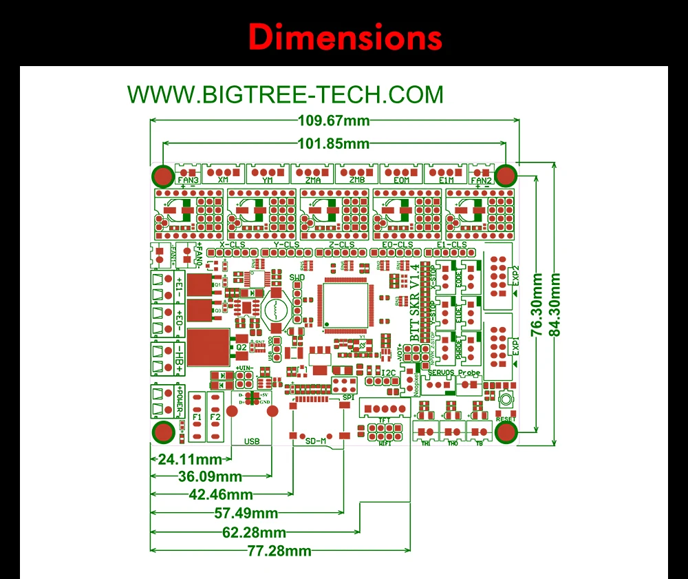 Bit, PITFT50, TMC2209, TMC2208UART Driver para Voron V2.4, Impressora 3D