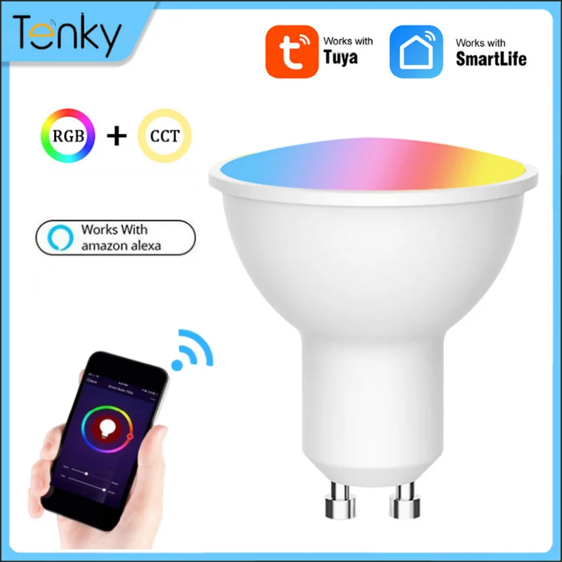 Tenky Tuya Wifi Smart Gu10 Lampadina Faretto Rgb + Cct 100-240V 4W Lampadina Led Dimmerabile Controllo Vocale Alexa Google Home 37 Alice