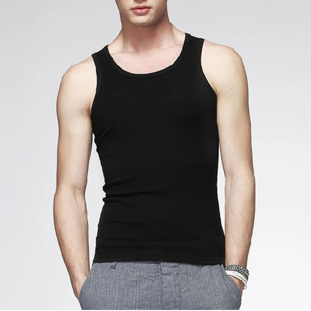 

Summer Fashion Men's O-Neck Vests Tank Tops Gym Muscle Sports Training Plain Sleeveless T Shirt Vest Clothing For Male