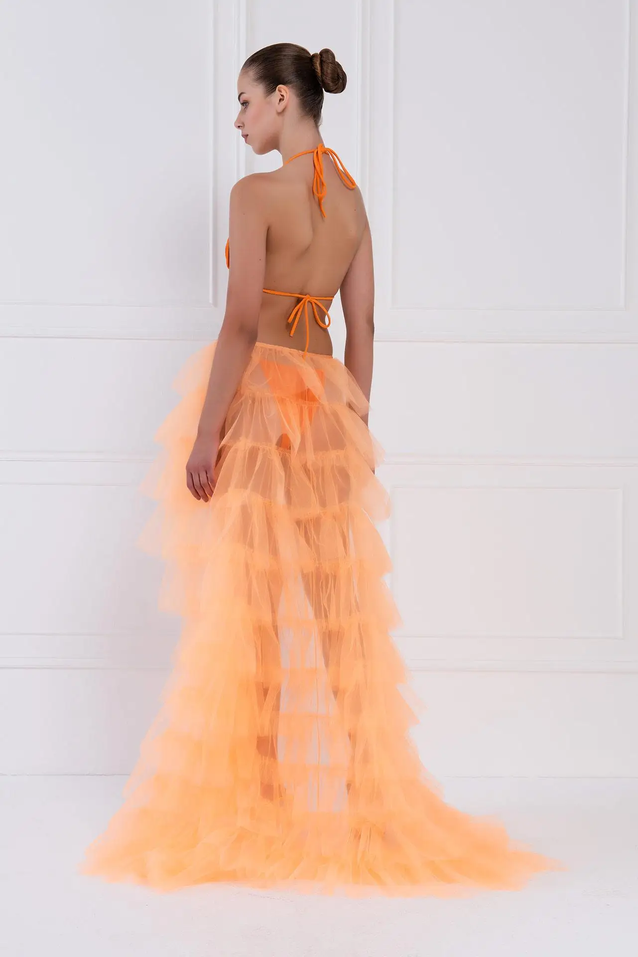 New Women Tulle Skirt Solid Color Mesh Tied-Up Irregular Floor-Length Party Skirt For Wedding Guest Dinner Cocktail Party Hot