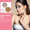 30ml Empty Powder Case Wooden Powder Case Make-up Sponge Holder with Lids and Powder Puff makeup powder jar 5