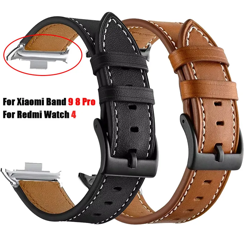 สายนาฬิกาหนังแท้ Xiaomi Mi Band 8/9 Pro สำหรับ Redmi Watch 4/5/6