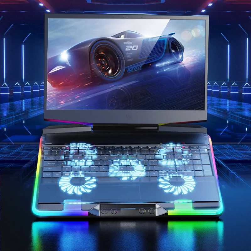 Radiador Ultra-fino Rgb da Almofada de Resfriamento do Portátil do Jogo de Tourace Cincosilenciosos Suporte Ajustável do Refrigerador do Caderno para o Portátil 1121 Polegadas Fãs - Imagem 3
