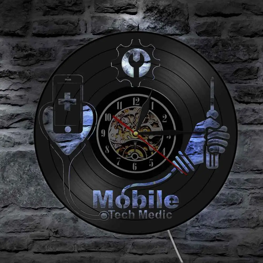 Smart Devices Hospital Fix Sign Negozio Di Riparazione Del Telefono Cellulare Logo Wall Art Orologio Da Parete Mobile Tech Medic Orologio Da Parete Co