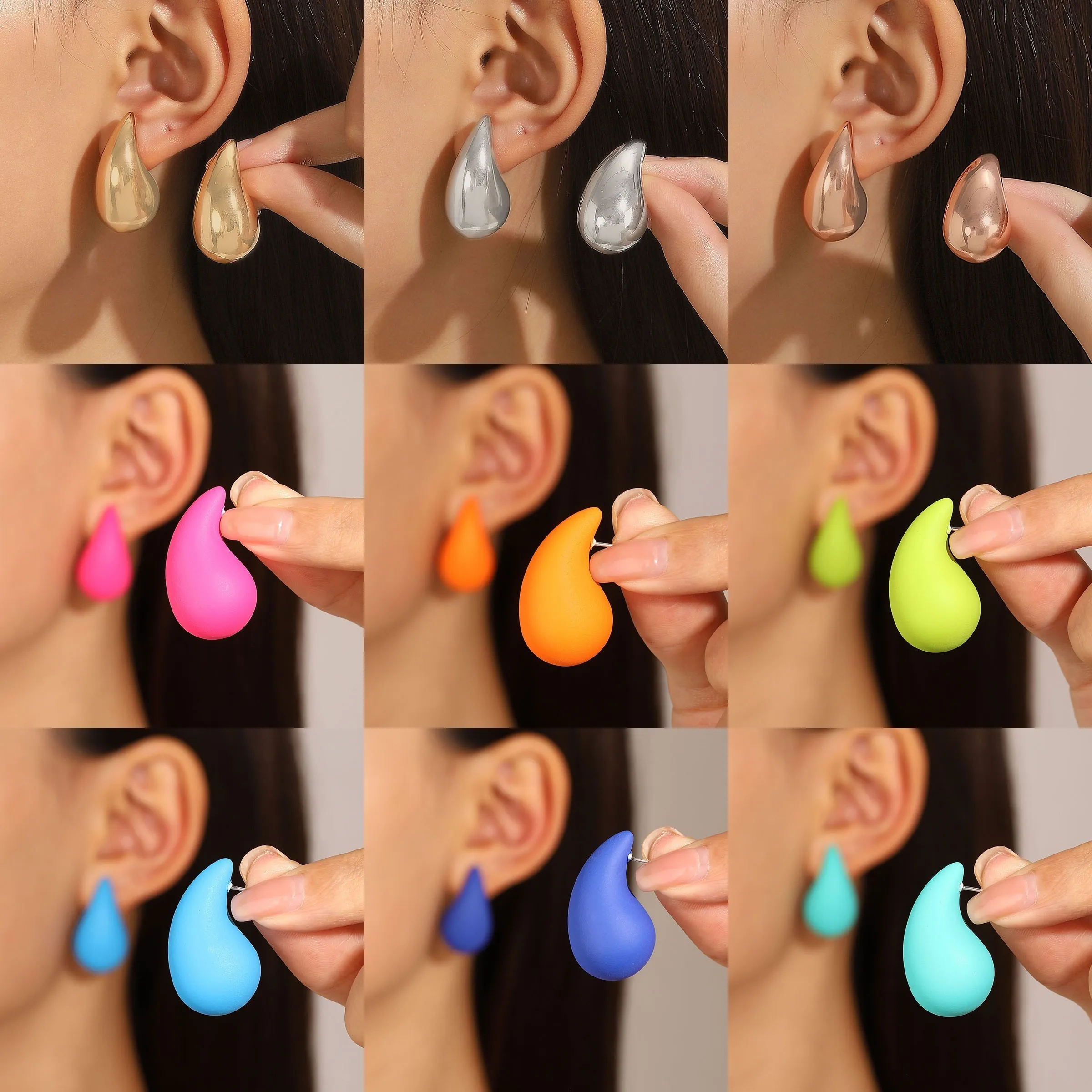 

Big Water Drop Earrings For Women Earing Jewelry 2023 Trending Rose Red Orange Light Blue Green Gold Color Stud Earrings Brincos