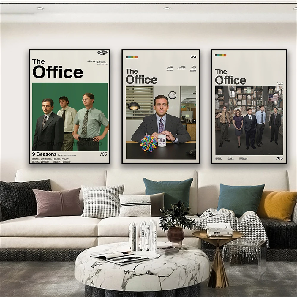 

The Office TV Show Poster Black And White Movie Prints Vintage Canvas Painting Funny Wall Art Picture For Office Room Decoration