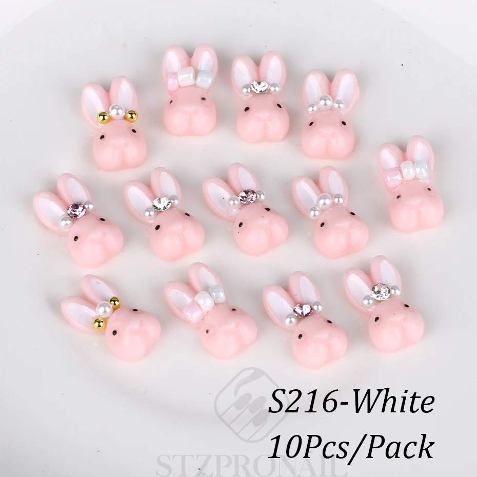 Cute Bunny Nail Charms Kawaii Cartoon Rabbit Manicure Gems Acrylic Flat Back Jewelry DIY Decoration Nail Art Accessories