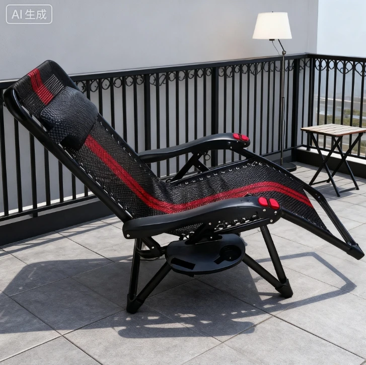 قطعة واحدة من ملحقات الطاولة الجانبية للكرسي القابل للطي المتين، صينية تخزين المشروبات والوجبات الخفيفة البلاستيكية، لا حاجة للكهرباء، أسود