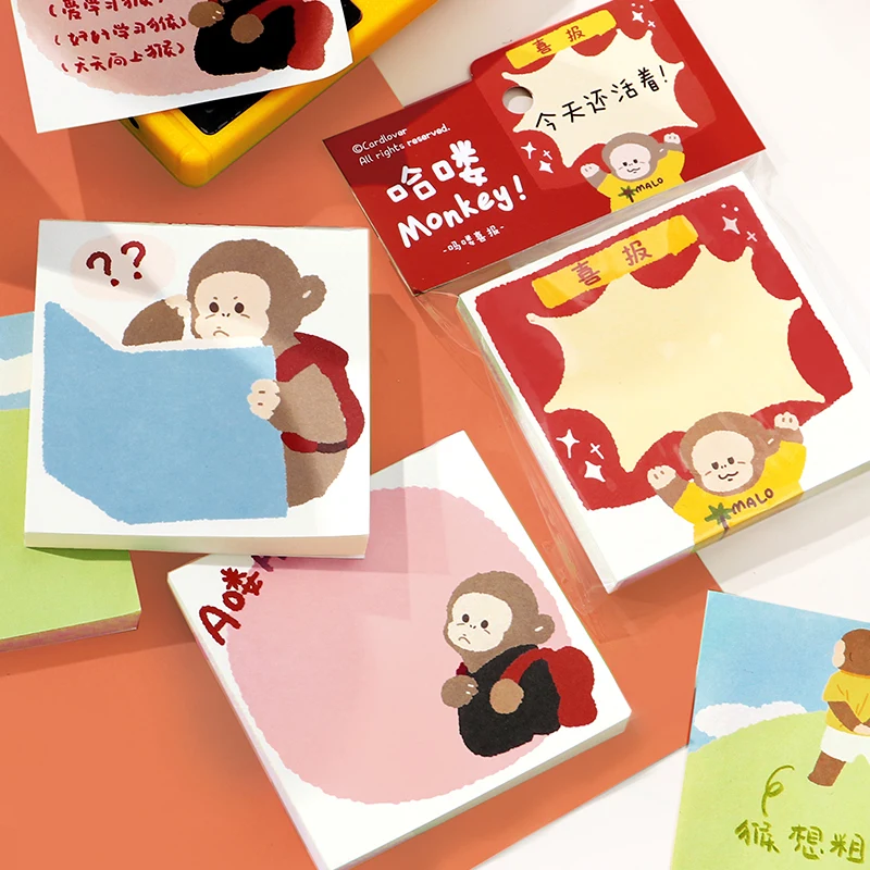 

4packs/LOT Hello Monkey series creative simplicity material package message paper memo pad