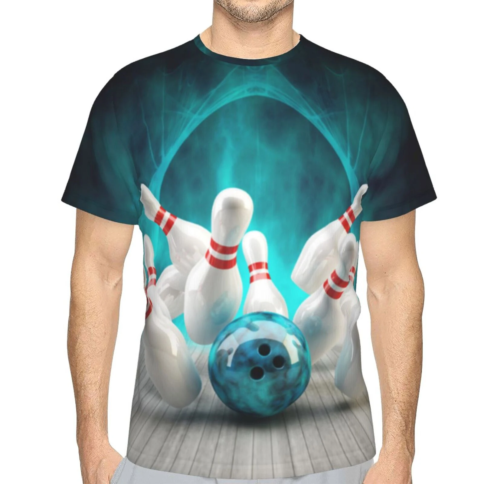 Summer Bowling Ball 3D Print T-Shirts Streetwear Men Fashion Casual Oversized O-Neck Short Sleeved T Shirt Tees Tops Clothing