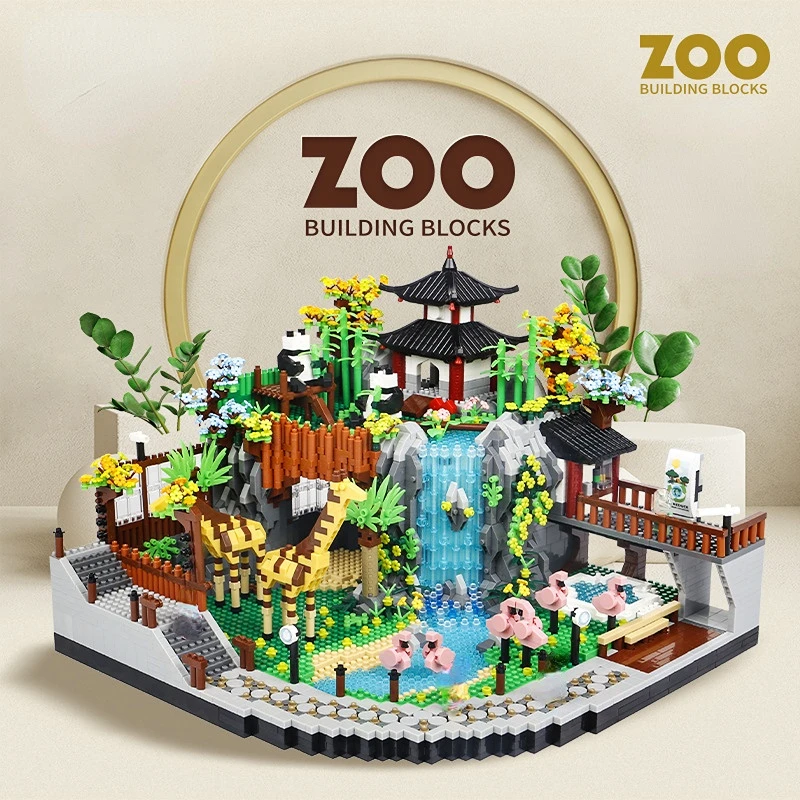 

DIY Diamond Blocks Zoo Micro Building Blocks Rainforest Panda Giraffe Animals Construction Bricks Toys for Boys Kids Adults Gift