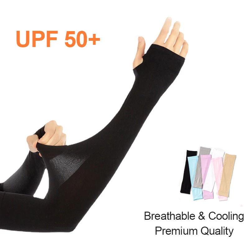 Cooling UV Protection Arm Sleeves for Outdoor Activities - Breathable & Stretchy Ice Silk Sleeves