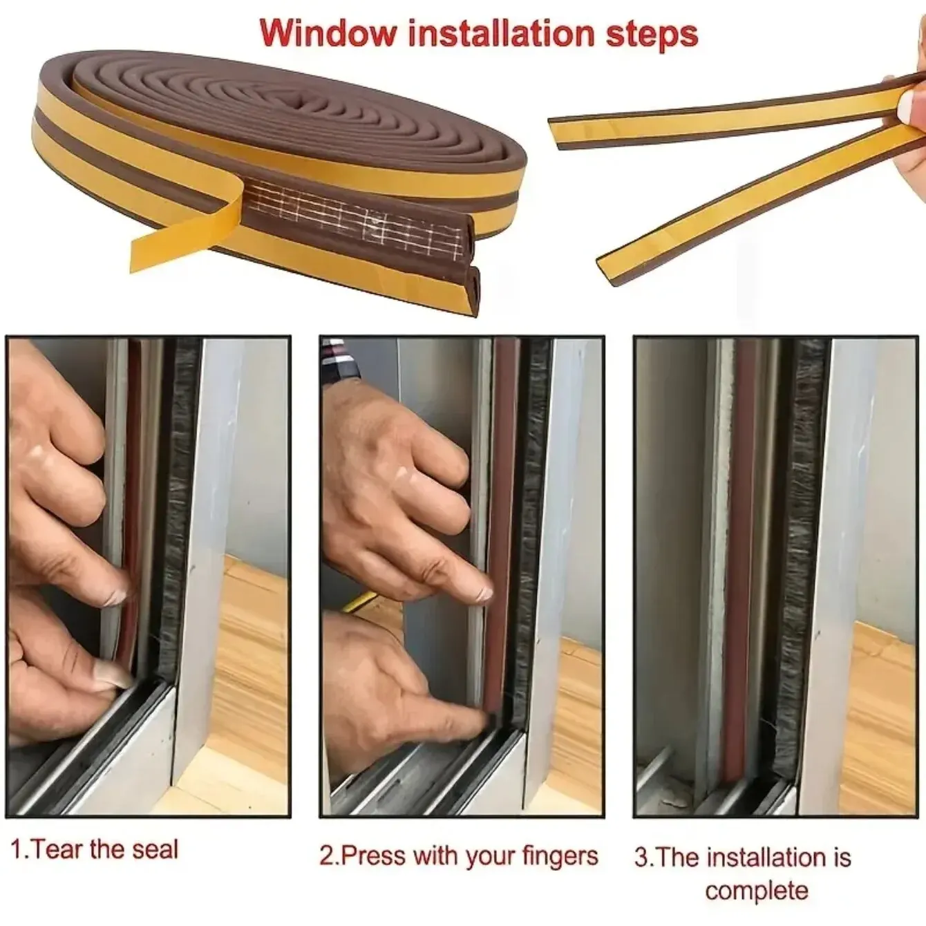 Indoor window seal strip Self Adhesive Foam Window Seal Strip For Doors And Windows Weatherstrip Gap Blocker 1 Roll
