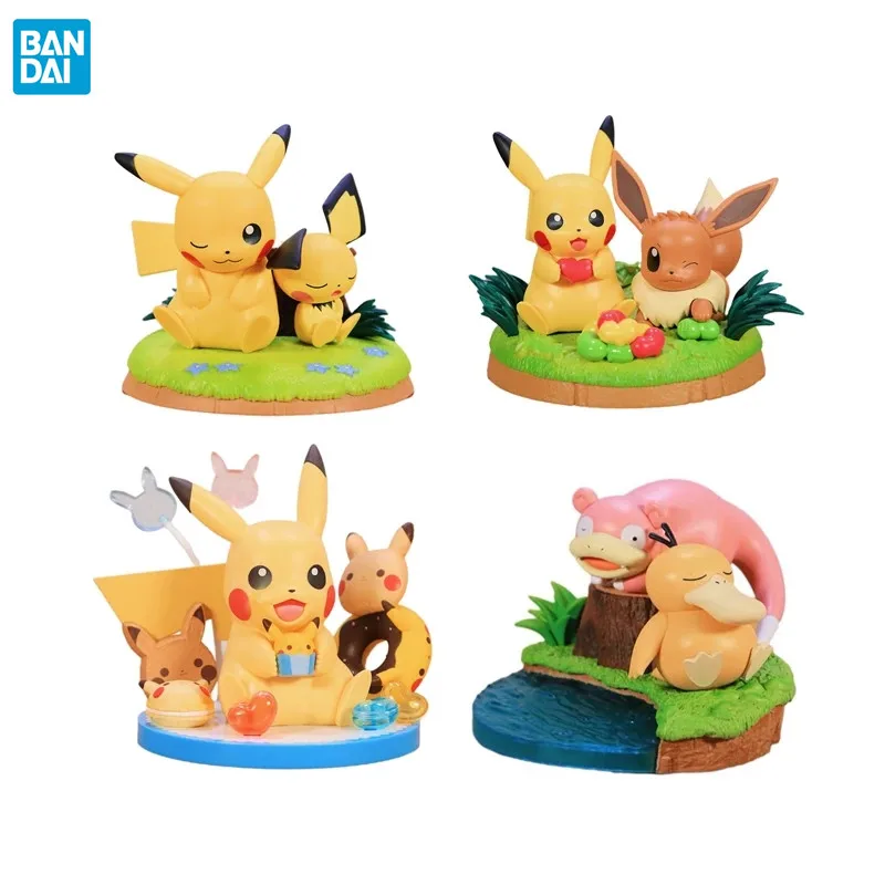 

Bandai Pokemon Anime Figure BANPRESTO Pokémon Tea Party Psyduck Eevee Pikachu Slowpoke Action Figure Toys For Kids Gift